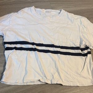 White T-Shirt with navy stripes John Gault